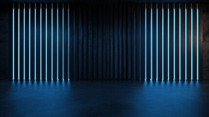 Fototapeta premium The dark walls and blue stripes accentuate the themes of gothic decor and immersive design perfectly, creating a haunting and eerie atmosphere.