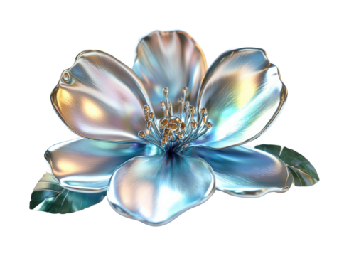 Elegant blue flower nature digital isolated on transparent background, png