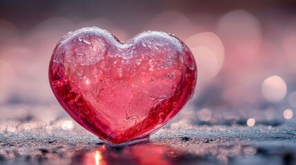 Fototapeta premium A Glass Heart Covered in Sparkling Dew