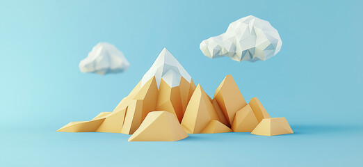 Matterhorn. 3D rendering of Matterhorn simple low poly origami style, web banner with copy space
