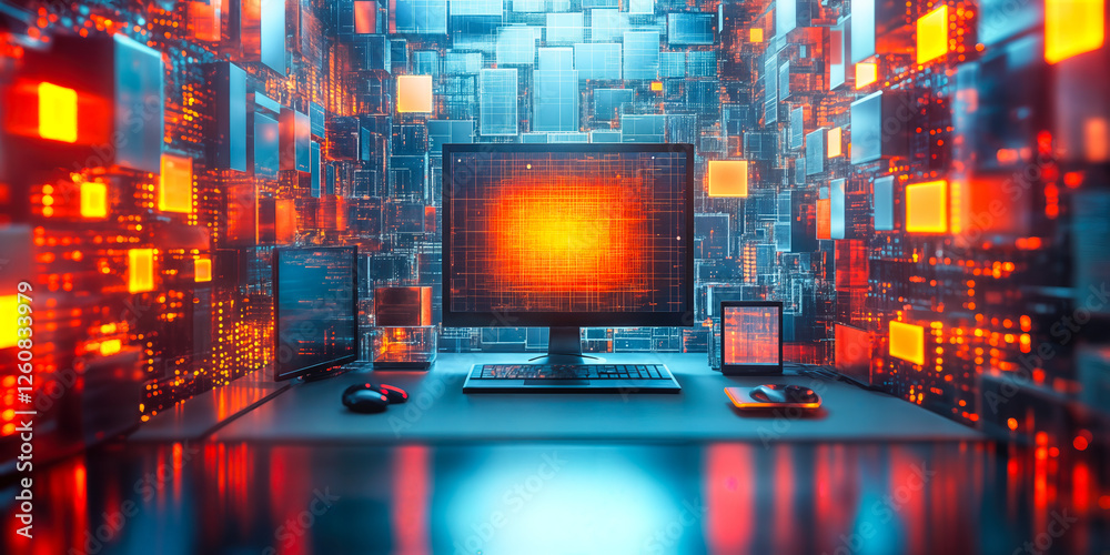 Poster advanced remote work technology setup for virtual collaboration with real-time data processing inter
