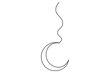 Crescent moon continuous single line drawing art of isolated outline vector illustration
