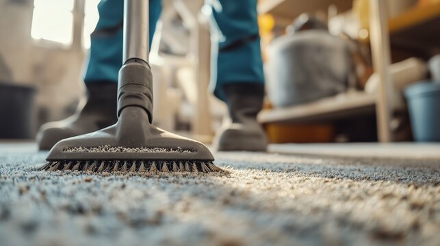 Person cleaning carpet. Professional football player pictured with his team mates. A cleaning service is a good option for a small house. An individual tidying a rug lifestyle.