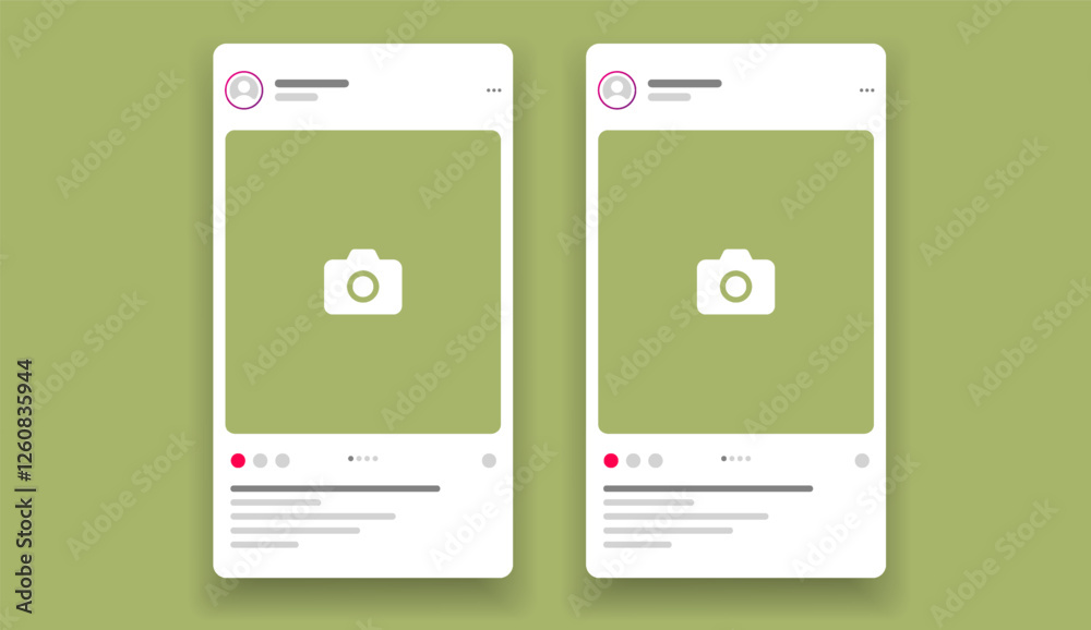 Poster social media carousel post template mockup. mobile app interface with blank pictures, editable posts