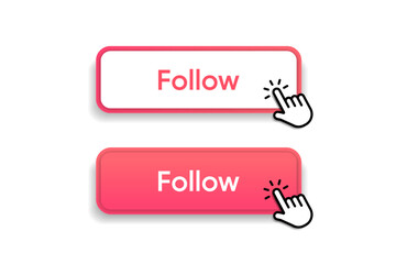 Follow us sticker button label badge flag sign symbol for mobile app, website, UI UX, promotion. High quality vector illustration EPS10