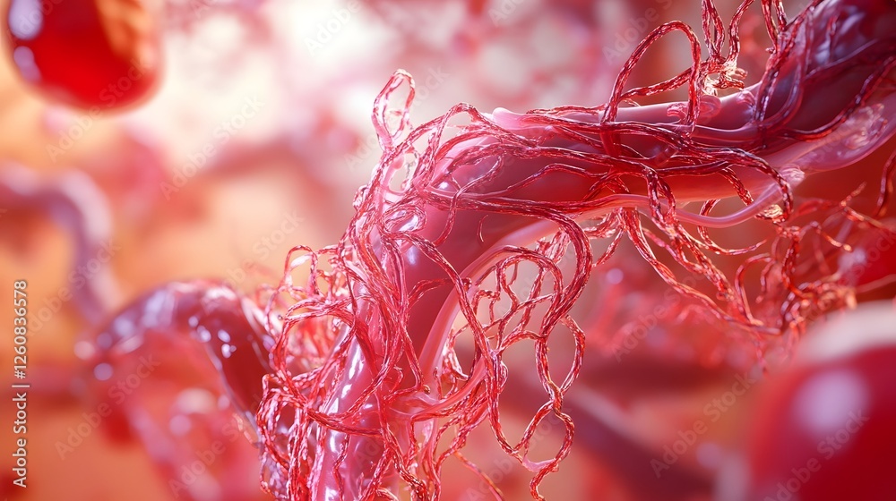 Leinwandbilder extremely close up view of an intricate intertwined and tangled texture of red orange and pink organ