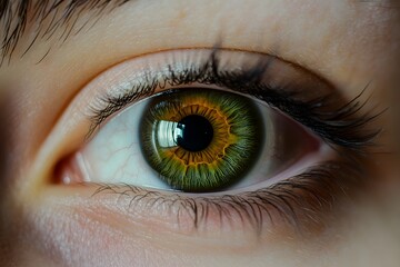Fototapeta premium Captivating Close up of Multicolored Iris Revealing the Beauty of the Human Eye