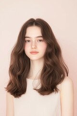 Naklejka premium Portrait of a Woman with Natural Waves and a Soft Expression