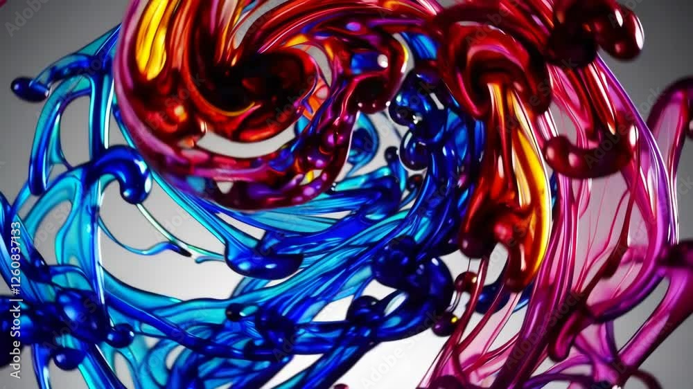 Poster vibrant abstract swirl of colorful inks in motion