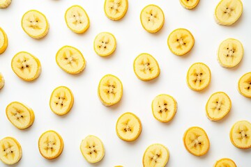 Obraz premium Pattern of sliced bananas on white background