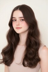 Portrait of a Woman with Natural Waves and a Soft Expression