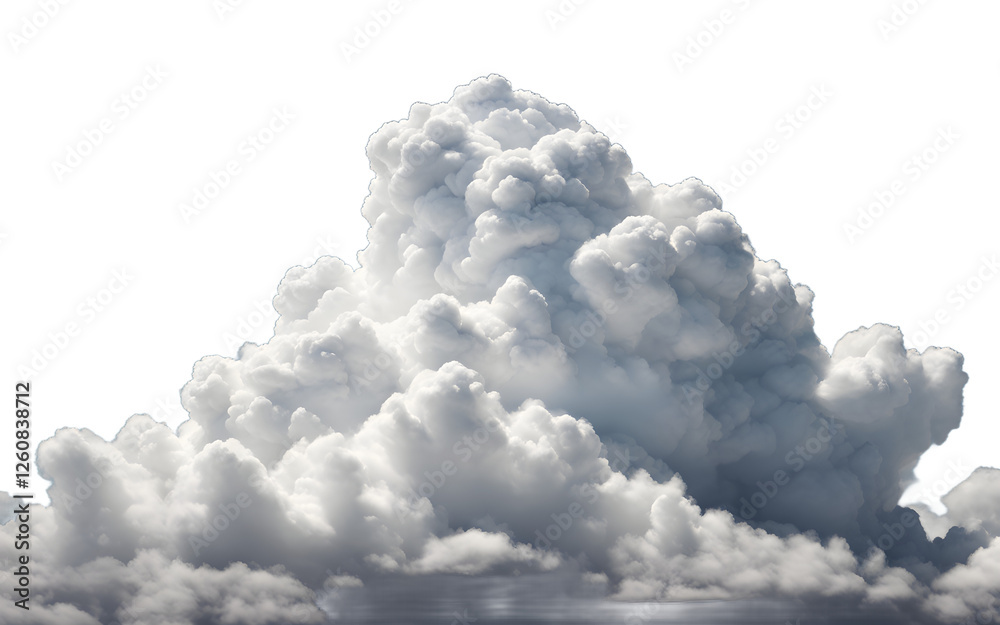 Poster a fluffy white cumulus cloud with soft edges, isolated on a empty plain background
