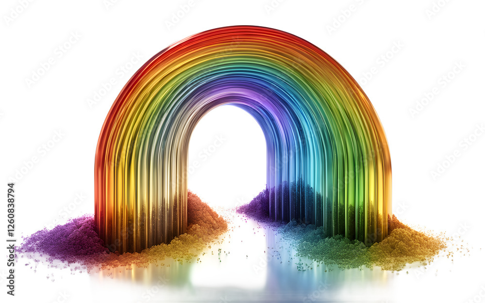 Poster a glowing rainbow with a full spectrum of colors, isolated on a empty plain background