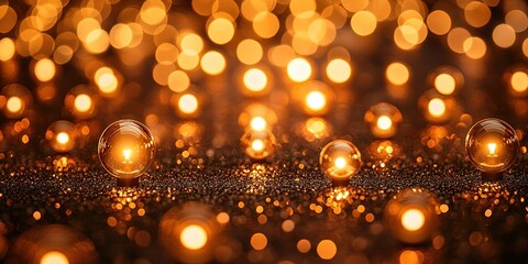 Soft glowing lights create a warm ambiance for an evening gathering in a cozy setting with shimmering bokeh effects