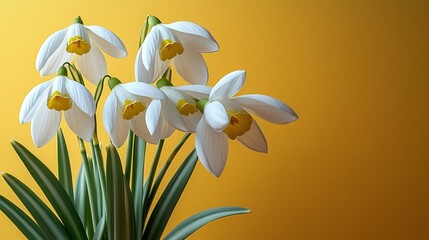 Fototapeta premium Snowdrops on a Solid Background