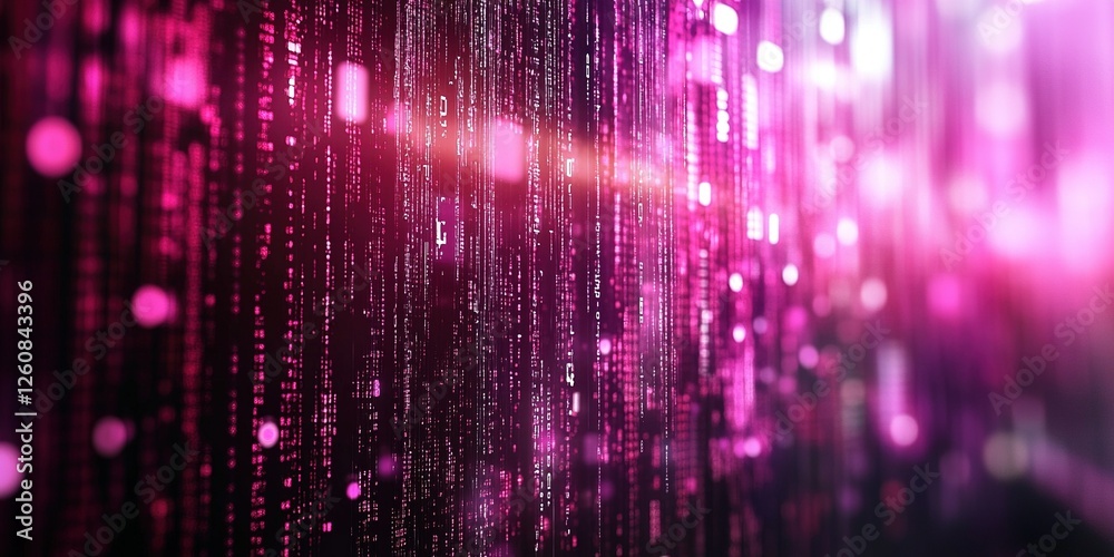 Poster Colorful digital abstract background depicting data streams and glowing particles in a dynamic display of technology