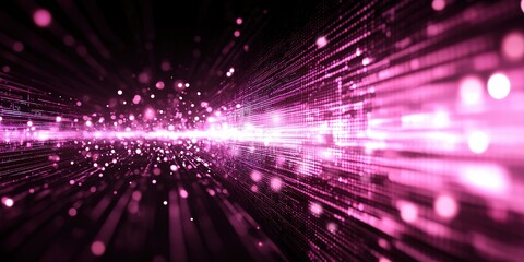 Obraz premium Colorful digital light patterns creating a vibrant atmosphere in an abstract design during nighttime