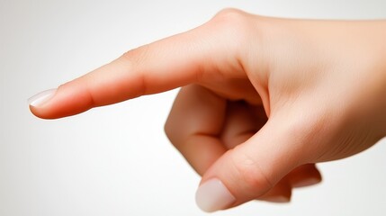Human hand pointing gesture for direction, selection, or emphasis in communication