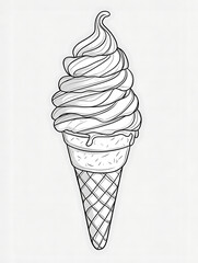 ce cream cone coloring page for children with simple design