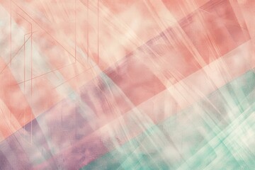 Fototapeta premium Elegant pastel background with faint geometric lines, and diffused light gradients in coral, lavender, and mint tones blur.