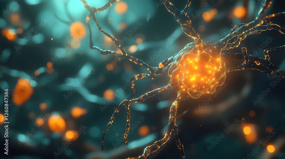 Aufkleber Glowing dynamic neurons and synaptic connections within an intricate brain network representing the complex inner workings of the central nervous system  This abstract