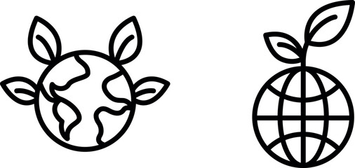 Globe Made of Green Leaves Icon – Eco-Friendly Symbol Representing Sustainability, Environmental Protection, and Global Green Initiatives