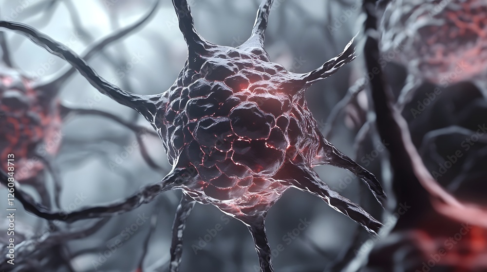Fototapete glowing neural network abstract 3d of interconnected neurons and electrical impulses