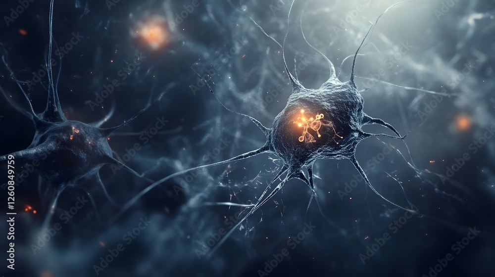 Fototapete glowing neural network depicting electrical impulses synaptic connections and neuronal activity in a