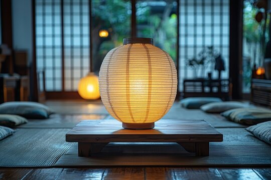 Japanese-inspired dining room with wooden decor tranquil atmosphere interior design cozy environment intimate viewpoint serenity