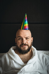 man with beard in cap happy birthday