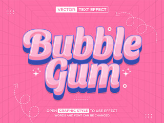 bubblegum editable text, font effect, 3d text for title