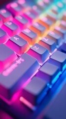 RGB Bliss: A Close-Up of a Gaming Keyboard with Vibrant Backlighting and Keycaps Highlighting "A" and "Z" in a Neon Glow, Perfect for Gaming Enthusiasts.