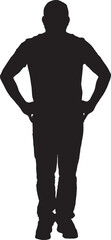 vector; silhouette, man standing and arms akimbo