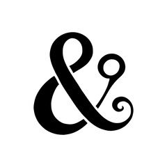 Obraz premium Decorative ampersand icon silhouette vector flat illustration design on white background.