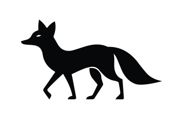 Fox walking silhouette icon vector on white background