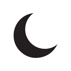 Crescent moon silhouette icon, isolated on white background. Vector illustration.