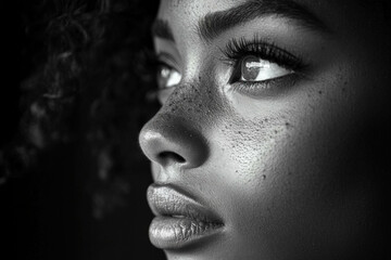 Naklejka premium Woman Face Black Background