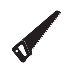Hand saw silhouette icon vector on white background