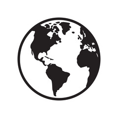 Globe icon. Black globe icon on white background. Vector illustration