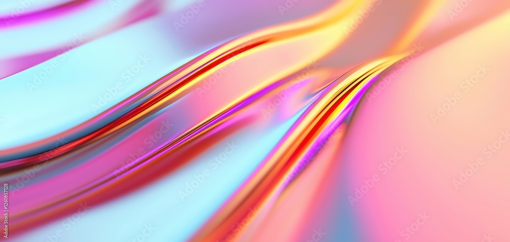 Poster abstract waves of colorful light creating a dynamic digital texture.