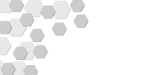 Abstract technology white grey geometric hexagon on transparent concept design honeycomb shape vector. 