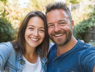 Fototapeta premium A man and a woman are smiling warmly for a picture together