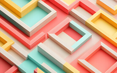 3D Abstract Geometric Pattern with Soft Pastel Colors

