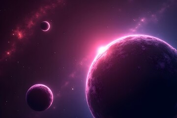 Fototapeta premium The image shows a planet in space with Earth, the Moon, and the Sun A simple name could be: Earth, Moon, and Sun in Space