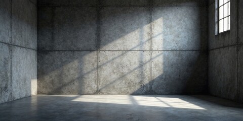 Sunlit Industrial Room with Concrete Walls and Polished Floor