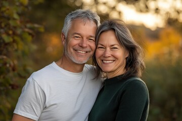Fototapeta premium A man and a woman are posing and smiling for the camera