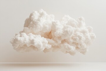 Fluffy Cumulus Cloud With Soft Lighting and Realistic Shading Against a White Backdrop