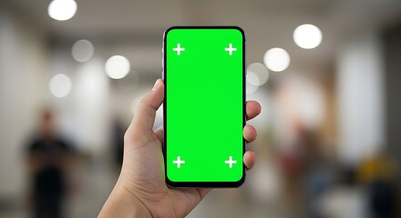 Holding Smartphone with Green Screen for App Mockup or Advertisement