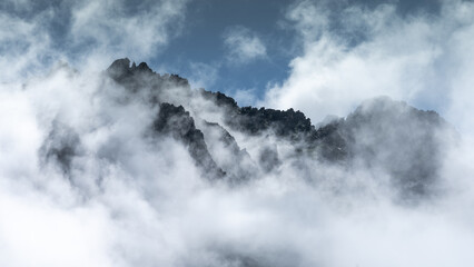 Cloud-covered mountain summit