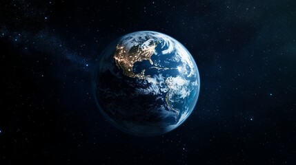 The earth is seen in space. Planets and the earth grid. Space coverage of the internet technology. The planet is observed lifestyle from space.